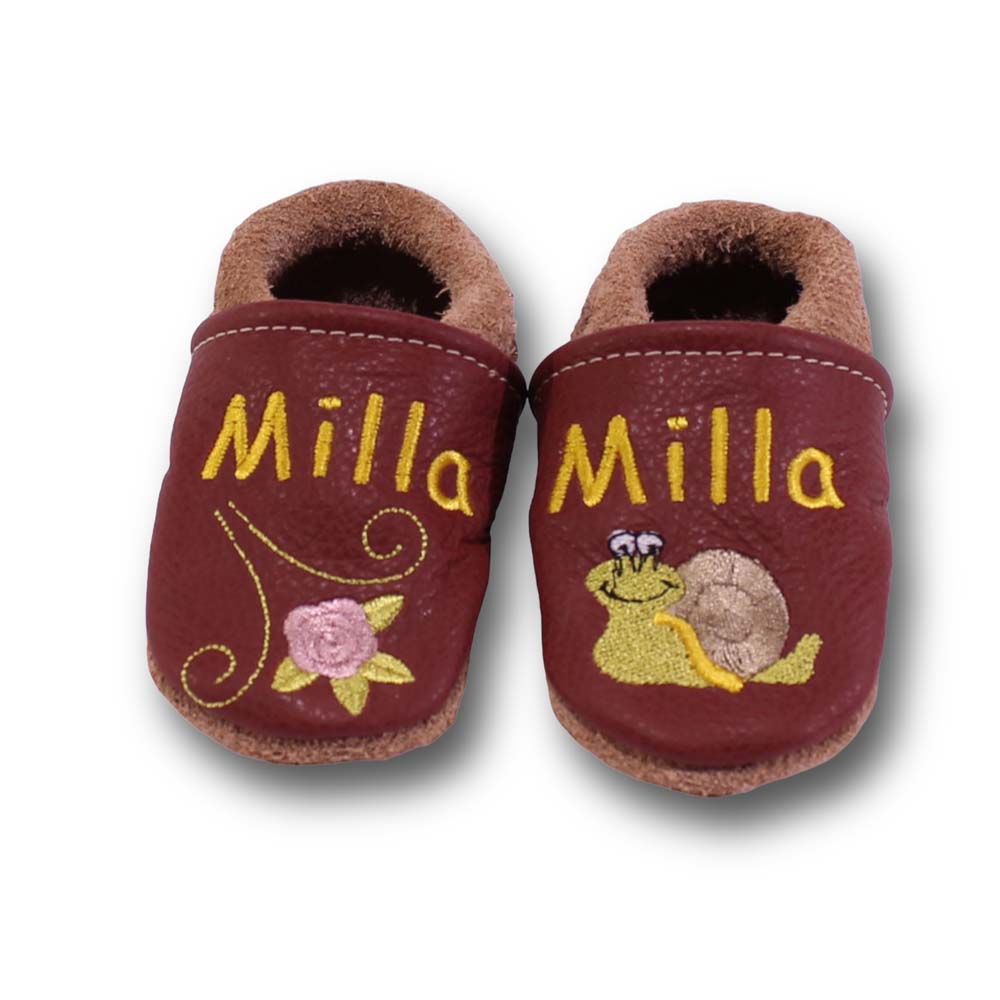 Preview: Krabbelschuhe Schnecke & Rose